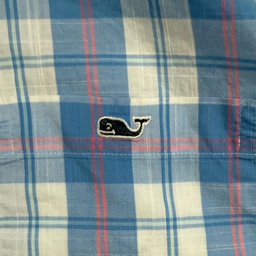 Vineyard Vines Tucker classic fit shirt XXL blue pink plaid EUC - Picture 2 of 3